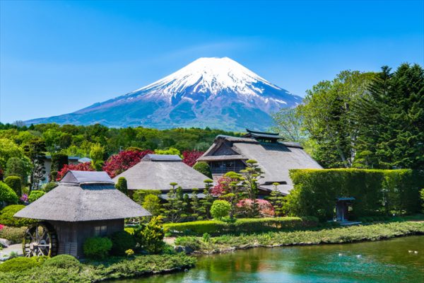 从忍野八海眺望富士山
